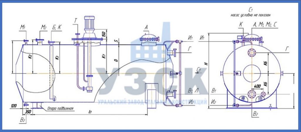 Чертеж емкости ГКК в Караколе